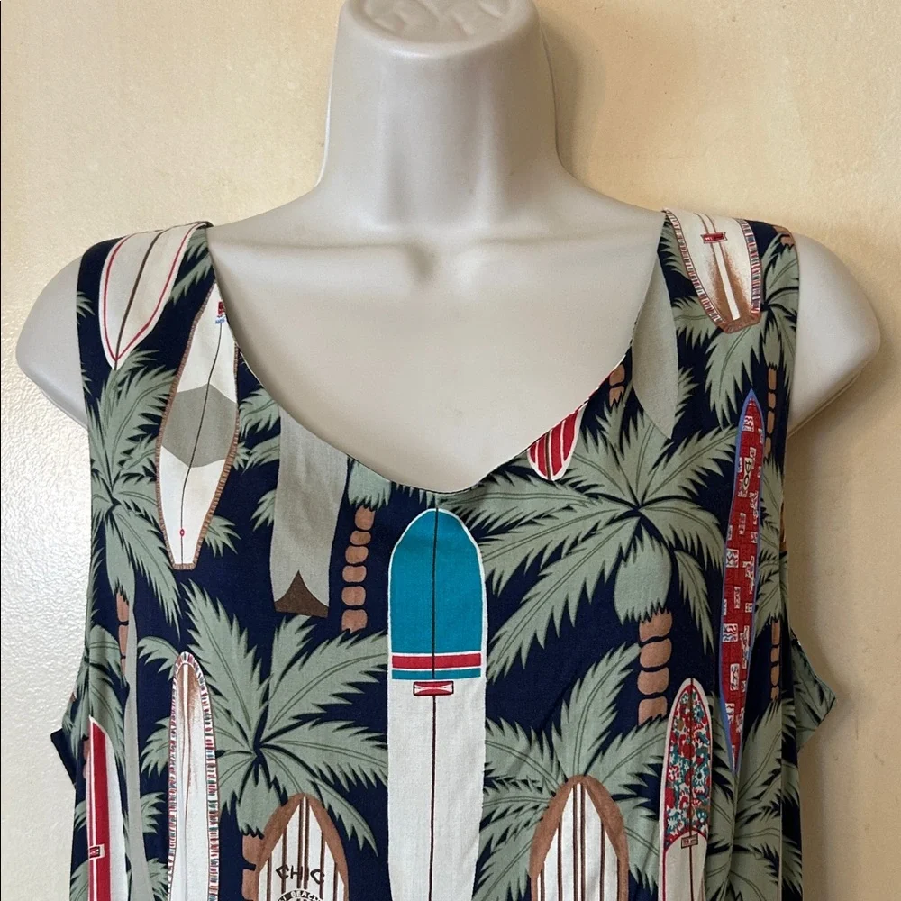 reyn spooner Navy Tropical Surfboard Print Mini Dress size L - Picture 3 of 11